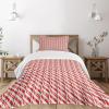 Ambesonne Candy Cane Bedspread, Red Christmas Candies Pattern with Diagonal Stripes Traditional Winter Sweets, Decorative Quilted 2 Piece Coverlet Set with Pillow Sham, Twin Size, Yellow White
