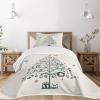Ambesonne Christmas Bedspread, Fairies with Wands and Tree Hand Drawn Style with Wreath and Stockings Image, Decorative Quilted 2 Piece Coverlet Set with Pillow Sham, Twin Size, Green Red