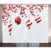 Ambesonne Christmas Curtains, Traditional Design Holly Berry Branches Snow and Bokeh Effect Print, Living Room Bedroom Window Drapes 2 Panel Set, 108″ X 84″, White Red