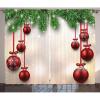 Ambesonne Christmas Curtains, Xmas Traditional Winter Season Theme Fir Twigs and Vibrant Balls Graphic Print, Living Room Bedroom Window Drapes 2 Panel Set, 108″ X 90″, Green and Red