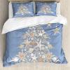 Ambesonne Christmas Duvet Cover Set, Nautical Elements Sea Life Theme with Noel Tree Winter Season, Decorative 3 Piece Bedding Set with 2 Pillow Shams, King Size, Beige Cream