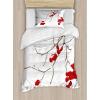 Ambesonne Christmas Duvet Cover Set, Vintage Merry Xmas Wreath Several Noel Yule and Ribbons Candles Bells Image, Decorative 3 Piece Bedding Set with 2 Pillow Shams, King Size, Red(Red White Umber)