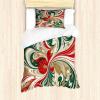 Ambesonne Christmas Duvet Cover Set, Vintage Merry Xmas Wreath Several Noel Yule and Ribbons Candles Bells Image, Decorative 3 Piece Bedding Set with 2 Pillow Shams, King Size, Red(Dark Pink Green Ivory)