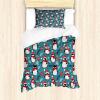 Ambesonne Christmas Duvet Cover Set, Vintage Merry Xmas Wreath Several Noel Yule and Ribbons Candles Bells Image, Decorative 3 Piece Bedding Set with 2 Pillow Shams, King Size, Red(Vermilion Grey and Slate Blue)