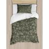 Ambesonne Christmas Duvet Cover Set, Vintage Merry Xmas Wreath Several Noel Yule and Ribbons Candles Bells Image, Decorative 3 Piece Bedding Set with 2 Pillow Shams, King Size, Red(Army Green Sage Green)