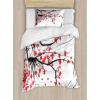 Ambesonne Christmas Duvet Cover Set, Vintage Merry Xmas Wreath Several Noel Yule and Ribbons Candles Bells Image, Decorative 3 Piece Bedding Set with 2 Pillow Shams, King Size, Red(Vermilion Grey and White)