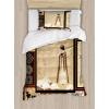 Ambesonne Christmas Duvet Cover Set, Vintage Merry Xmas Wreath Several Noel Yule and Ribbons Candles Bells Image, Decorative 3 Piece Bedding Set with 2 Pillow Shams, King Size, Red(Brown Cream)