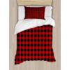Ambesonne Christmas Duvet Cover Set, Vintage Merry Xmas Wreath Several Noel Yule and Ribbons Candles Bells Image, Decorative 3 Piece Bedding Set with 2 Pillow Shams, King Size, Red(Orange Black)
