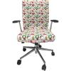 Ambesonne Christmas Office Chair Cover, Celebration of Xmas Garland Candy Cane Snowman Mistletoe Tree Ornaments, Stretchable Decorative Universal Size High Back Printed Slipcover, Red White Green