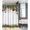 Ambesonne Christmas Stall Shower Curtain, Classical Christmas Ornaments and Baubles Coniferous Pine Tree Twig Tinsel Print, Fabric Bathroom Decor Set with Hooks, 54″ W x 78″ L, Green Red