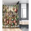 Ambesonne Christmas Stall Shower Curtain, Gingerbread House with Jumble Xmas Ornaments with Snowy Details, Fabric Bathroom Decor Set with Hooks, 54″ W x 78″ L, Green Brown and Dark Pink