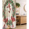 Ambesonne Christmas Stall Shower Curtain, Vintage Red Cardinal Birds and Xmas Wreath Ornate Snowy Visual, Fabric Bathroom Decor Set with Hooks, 36″ W x 72″ L, Dark Coral Green and Beige