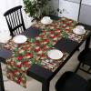 Ambesonne Christmas Table Runner & Placemats, Tree Branches Spruce Leaves Balls Bells Cones Poinsettia Flowers Mistletoe Berry, Set for Dining Table Decor, Placemat 4 pcs + Runner 16″x72″, Ruby Green