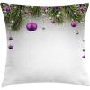 Ambesonne Christmas Throw Pillow Cushion Cover, Tree with Tinsel and Ball with Present Wrap Ribbon Celebration Picture, Decorative Square Accent Pillow Case, 18″ X 18″, Purple Grey
