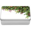 Ambesonne Christmas Tin Box, Evergreen Fir Tree Branches with Cones Yule Celebration Holly Culture Design, Portable Rectangle Metal Organizer Storage Box with Lid, 7.2″ X 4.7″ X 2.2″, Green Brown(Green Brown)