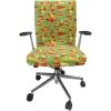 Ambesonne Christmas Tree Office Chair Cover, Happy Pattern of Colorful Circles Blobs Shaped Like a Tree Holiday, Stretchable Decorative Universal Size High Back Printed Slipcover, Pale Olive Green Red