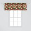 Ambesonne Christmas Window Valance Pack of 2, Tree Branches Spruce Leaves Balls Bells Cones Poinsettia Flowers Mistletoe Berry, Rod Pocket Curtain Valances for Kitchen Bedroom, 54″ X 18″, Ruby Green