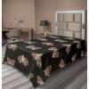 Ambesonne Damask Flat Sheet, Simple Design Neutral Colors Floral Boho Artwork on Darkened Backdrop, Soft Comfortable Top Sheet Decorative Bedding 1 Piece, California King, Charcoal Grey Grey Teal(Cocoa Charcoal Grey and White)