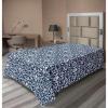 Ambesonne Damask Flat Sheet, Simple Design Neutral Colors Floral Boho Artwork on Darkened Backdrop, Soft Comfortable Top Sheet Decorative Bedding 1 Piece, California King, Charcoal Grey Grey Teal(Cobalt Blue and White)