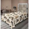 Ambesonne Damask Flat Sheet, Simple Design Neutral Colors Floral Boho Artwork on Darkened Backdrop, Soft Comfortable Top Sheet Decorative Bedding 1 Piece, California King, Charcoal Grey Grey Teal(Camel Cream Charcoal Grey)
