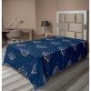 Ambesonne Damask Flat Sheet, Simple Design Neutral Colors Floral Boho Artwork on Darkened Backdrop, Soft Comfortable Top Sheet Decorative Bedding 1 Piece, California King, Charcoal Grey Grey Teal(Cobalt Blue Pale Eggshell)