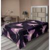 Ambesonne Damask Flat Sheet, Simple Design Neutral Colors Floral Boho Artwork on Darkened Backdrop, Soft Comfortable Top Sheet Decorative Bedding 1 Piece, California King, Charcoal Grey Grey Teal(Pale Lilac Dark Purple)