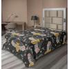Ambesonne Damask Flat Sheet, Simple Design Neutral Colors Floral Boho Artwork on Darkened Backdrop, Soft Comfortable Top Sheet Decorative Bedding 1 Piece, California King, Charcoal Grey Grey Teal(Mustard Purpleblue)