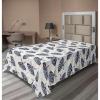 Ambesonne Damask Flat Sheet, Simple Design Neutral Colors Floral Boho Artwork on Darkened Backdrop, Soft Comfortable Top Sheet Decorative Bedding 1 Piece, California King, Charcoal Grey Grey Teal(Dark Sky Blue Off White)