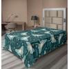 Ambesonne Damask Flat Sheet, Simple Design Neutral Colors Floral Boho Artwork on Darkened Backdrop, Soft Comfortable Top Sheet Decorative Bedding 1 Piece, California King, Charcoal Grey Grey Teal(Almond Green Petrol Blue)