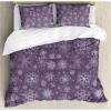 Ambesonne Eggplant Duvet Cover Set, Christmas Inspired Flowers Snowflakes and Swirls in a Violet Delicate Environment, Decorative 3 Piece Bedding Set with 2 Pillow Shams, Queen Size, Violet