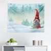 Ambesonne Gnome Tapestry, Elf Tomte Standing on Snow on the Winter Finnish Christmas Theme, Fabric Wall Hanging Decor for Bedroom Living Room Dorm, 28″ X 23″, Mint Green Pale Blue