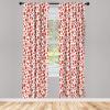 Ambesonne Modern Window Curtains, Jumble Colors Illustration of Oriental Floral Motif with Greenery Leaves, Lightweight Decorative 2-Panel Set & Rod Pocket, Pair of – 28″ x 63″, Pale Grey Multicolor(Vermilion White)