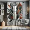 Ambesonne Modern Window Curtains, Jumble Colors Illustration of Oriental Floral Motif with Greenery Leaves, Lightweight Decorative 2-Panel Set & Rod Pocket, Pair of – 28″ x 63″, Pale Grey Multicolor(Orange Laurel Green Grey)