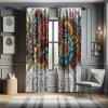 Ambesonne Modern Window Curtains, Jumble Colors Illustration of Oriental Floral Motif with Greenery Leaves, Lightweight Decorative 2-Panel Set & Rod Pocket, Pair of – 28″ x 63″, Pale Grey Multicolor(Pale Grey Multicolor)