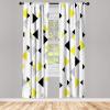 Ambesonne Modern Window Curtains, Jumble Colors Illustration of Oriental Floral Motif with Greenery Leaves, Lightweight Decorative 2-Panel Set & Rod Pocket, Pair of – 28″ x 63″, Pale Grey Multicolor(Yellow Black)