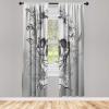 Ambesonne Modern Window Curtains, Jumble Colors Illustration of Oriental Floral Motif with Greenery Leaves, Lightweight Decorative 2-Panel Set & Rod Pocket, Pair of – 28″ x 63″, Pale Grey Multicolor(Grey Yellow)