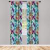 Ambesonne Modern Window Curtains, Jumble Colors Illustration of Oriental Floral Motif with Greenery Leaves, Lightweight Decorative 2-Panel Set & Rod Pocket, Pair of – 28″ x 63″, Pale Grey Multicolor(Purple Teal)