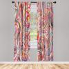 Ambesonne Modern Window Curtains, Jumble Colors Illustration of Oriental Floral Motif with Greenery Leaves, Lightweight Decorative 2-Panel Set & Rod Pocket, Pair of – 28″ x 63″, Pale Grey Multicolor(Pink Red)