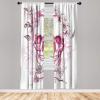 Ambesonne Modern Window Curtains, Jumble Colors Illustration of Oriental Floral Motif with Greenery Leaves, Lightweight Decorative 2-Panel Set & Rod Pocket, Pair of – 28″ x 63″, Pale Grey Multicolor(Hot Pink)
