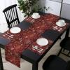 Ambesonne Winter Table Runner & Placemats, Old Fashioned Christmas Hearts and Swirls Vintage Composition, Set for Dining Table Decor, Placemat 4 pcs + Runner 16″x72″, Vermilion Yellow White