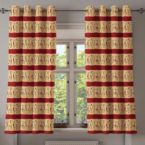 Ambesonne Abstract Grommet Curtain, Vertical Lines in Earthen Toned Color Stripes Various Shades Pattern, Decorative 2-Panel Window Drapes for Bedroom Living Room, 50″ x 84″, Pale Caramel Chocolate(Ruby Peach Black)