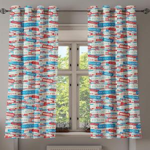 Ambesonne Abstract Grommet Curtain, Vertical Lines in Earthen Toned Color Stripes Various Shades Pattern, Decorative 2-Panel Window Drapes for Bedroom Living Room, 50″ x 84″, Pale Caramel Chocolate(Sky Blue White Red)