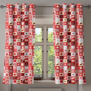 Ambesonne Abstract Grommet Curtain, Vertical Lines in Earthen Toned Color Stripes Various Shades Pattern, Decorative 2-Panel Window Drapes for Bedroom Living Room, 50″ x 84″, Pale Caramel Chocolate(Ruby Red White)