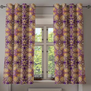 Ambesonne Abstract Grommet Curtain, Vertical Lines in Earthen Toned Color Stripes Various Shades Pattern, Decorative 2-Panel Window Drapes for Bedroom Living Room, 50″ x 84″, Pale Caramel Chocolate(Purple Yellow)