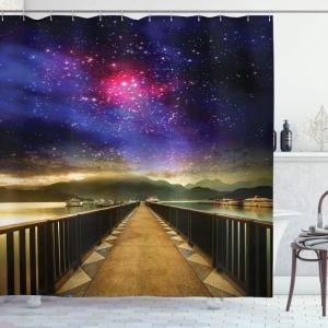 Ambesonne Antlers Shower Curtain, Moose in Winter Forest Wildlife Reindeer Christmas Theme Watercolor Painting Style, Cloth Fabric Bathroom Decor Set with Hooks, 69″ W x 70″ L, Beige Green(Pale Brown Hot Pink)