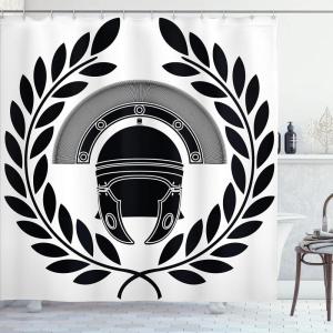 Ambesonne Antlers Shower Curtain, Moose in Winter Forest Wildlife Reindeer Christmas Theme Watercolor Painting Style, Cloth Fabric Bathroom Decor Set with Hooks, 69″ W x 70″ L, Beige Green(Black Ivory)