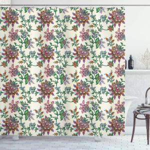 Ambesonne Antlers Shower Curtain, Moose in Winter Forest Wildlife Reindeer Christmas Theme Watercolor Painting Style, Cloth Fabric Bathroom Decor Set with Hooks, 69″ W x 70″ L, Beige Green(Cream Jade Green Blue)