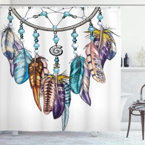 Ambesonne Antlers Shower Curtain, Moose in Winter Forest Wildlife Reindeer Christmas Theme Watercolor Painting Style, Cloth Fabric Bathroom Decor Set with Hooks, 69″ W x 70″ L, Beige Green(Blue Purple White)