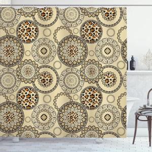 Ambesonne Antlers Shower Curtain, Moose in Winter Forest Wildlife Reindeer Christmas Theme Watercolor Painting Style, Cloth Fabric Bathroom Decor Set with Hooks, 69″ W x 70″ L, Beige Green(Beige Brown)