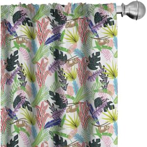 Ambesonne Birds and Nature Curtains, Delicate Spring Chill with Leafy Flowers with Wingy Animals, Window Treatments 2 Panel Set for Living Room Bedroom, Pair of – 28″ x 84″, Blush Laurel Green White(Multi Color)